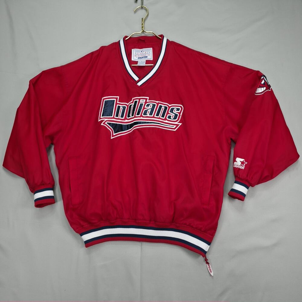 Vintage Starter Cleveland Indians Jacket Mens L Chief Wahoo MLB Pullover 90s